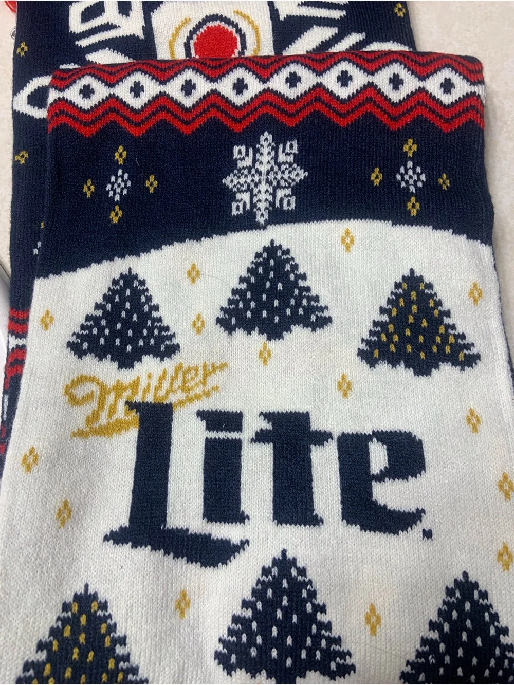 Miller Lite Holiday Ugly Sweater Knit Scarf Beer